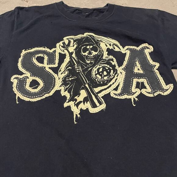 Sons of Anarchy Men's T-Shirt Black Motorcycle Biker Embroidered Size S - Picture 3 of 4